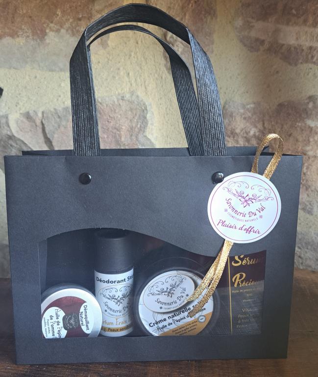 COFFRET CADEAU S&eacute;rum Pr&eacute;cieux, Cr&egrave;me solide, D&eacute;odorant Fruit&eacute; Floral et Nettoyant