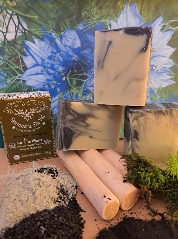 Savon Le Purifiant Charbon v&eacute;g&eacute;tal Argile verte Tea Tree Huile de Nigelle BIO